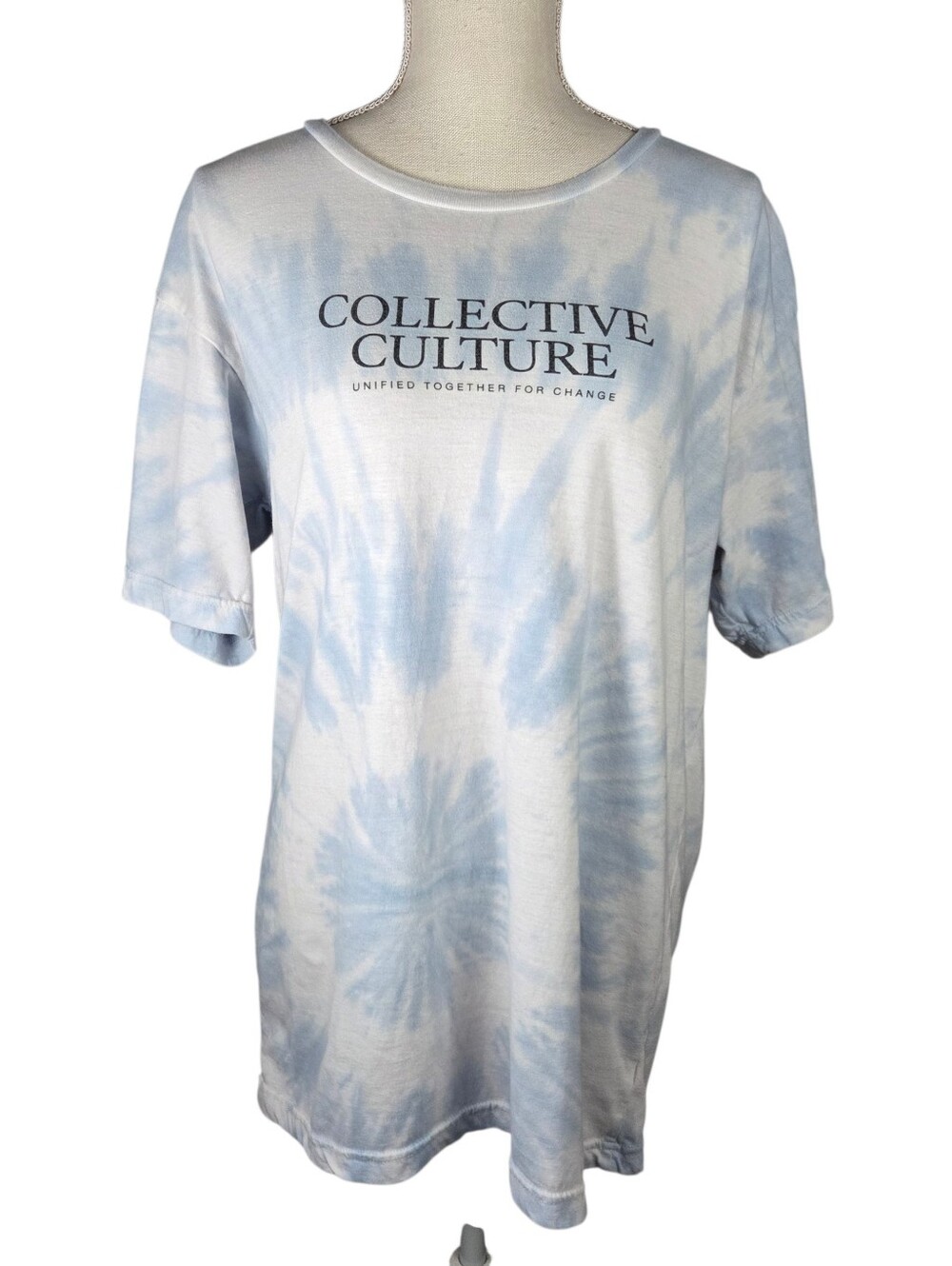 Pacsun Collective Culture Tie Dye T-Shirt Medium Blue & White *LIGHT WEAR*